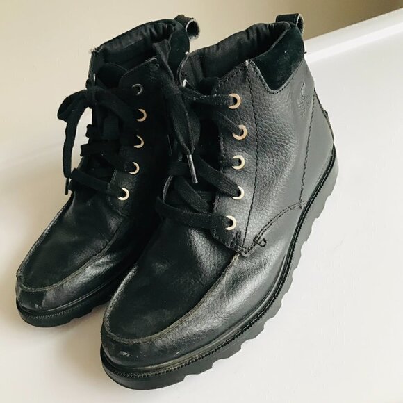 Sorel Madson Black Leather Waterproof Moc Toe Boot Size 5 EUR 37 - Picture 6 of 8
